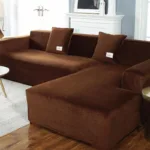 housse en velours marron pour canapé d'angle