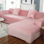 housse velours rose pour canapé d'angle