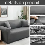 housse de canapé d'angle en tissu marron