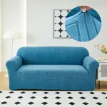 couvre canapé jacquard bleu