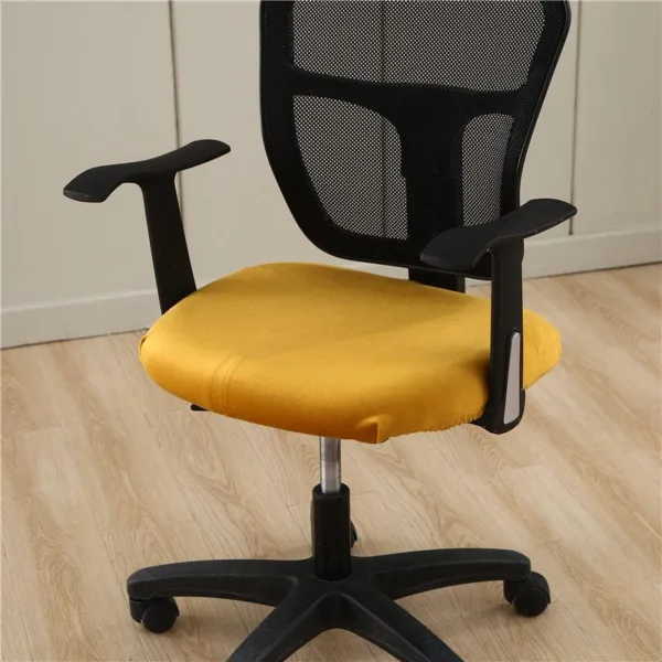 Housse de Chaise Jaune de Bureau Style Velours