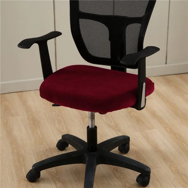 Housse de Chaise Rouge vin de Bureau Style Velours