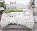 Housse De Couette De Lit Blanc Treillis - Polyester & Coton