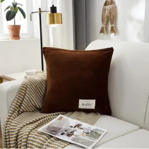 Housse De Coussin En Velours Marron