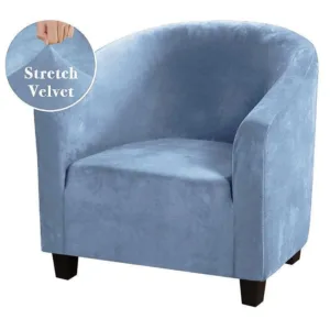 Housse De Fauteuil Club - Velours Bleu ciel