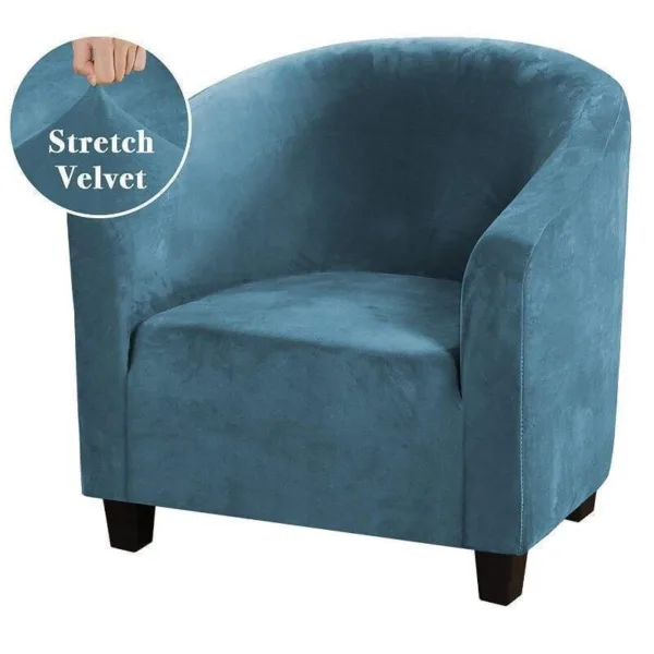 Housse De Fauteuil Club Velours Bleu Lac