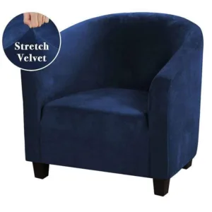 Housse De Fauteuil Club - Velours Bleu Marine