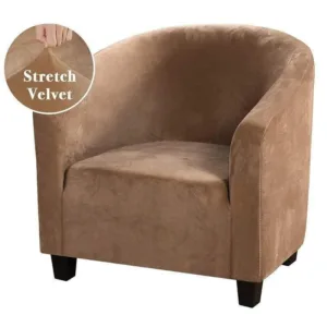 Housse De Fauteuil Club Velours Camel